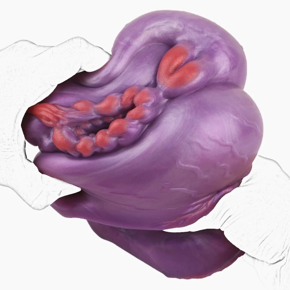 Deep violet marbled dragon fantasy masturbator with red detail, photo 11