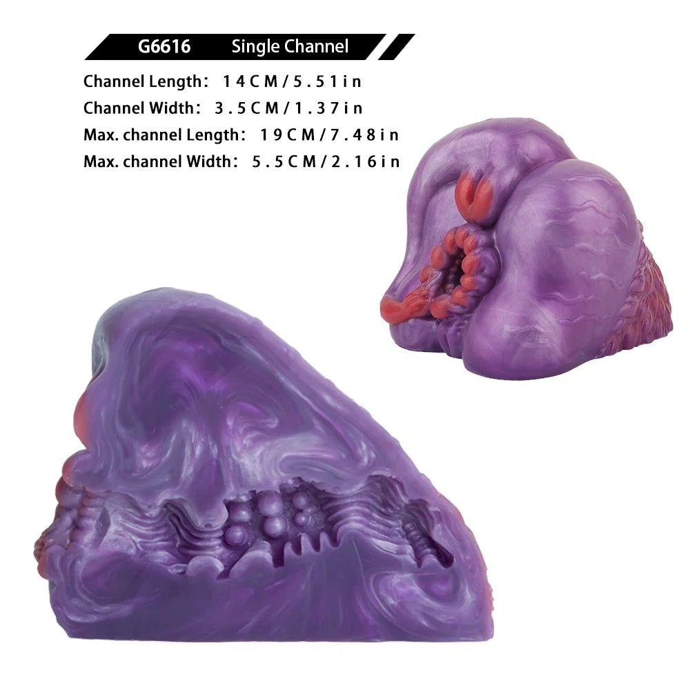 Deep violet marbled dragon fantasy masturbator with red detail, photo 13