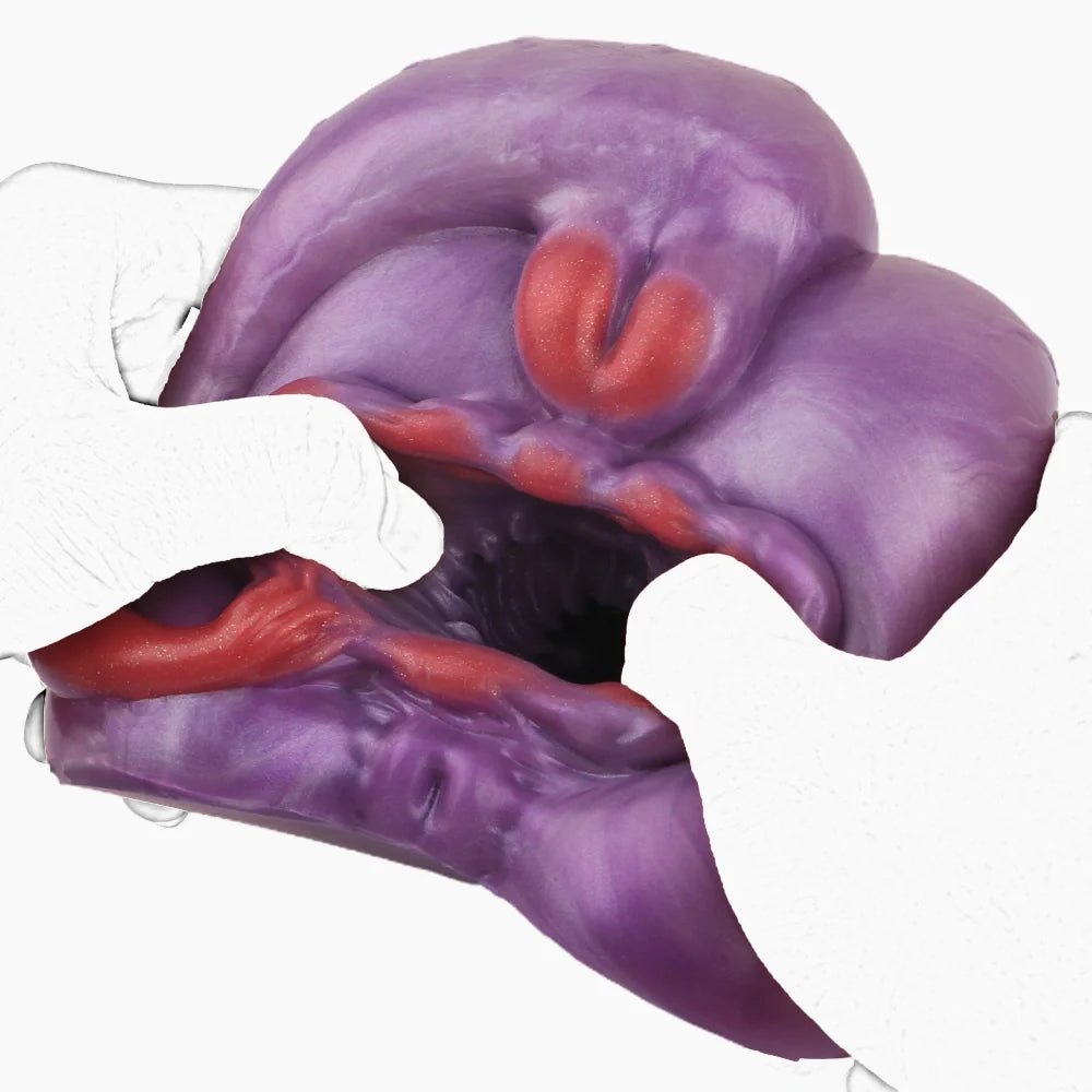 Deep violet marbled dragon fantasy masturbator with red detail, photo 3