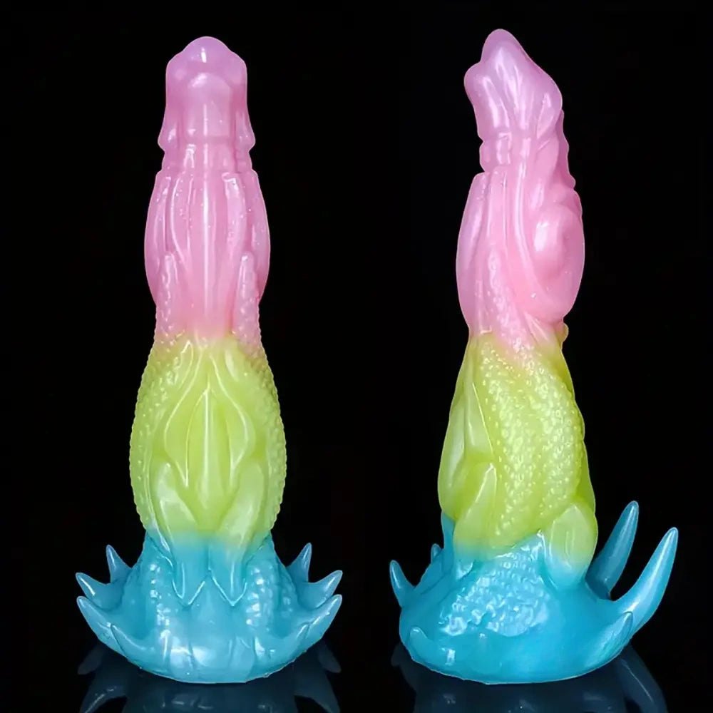 Pink and teal dragon fantasy dildo, photo 1