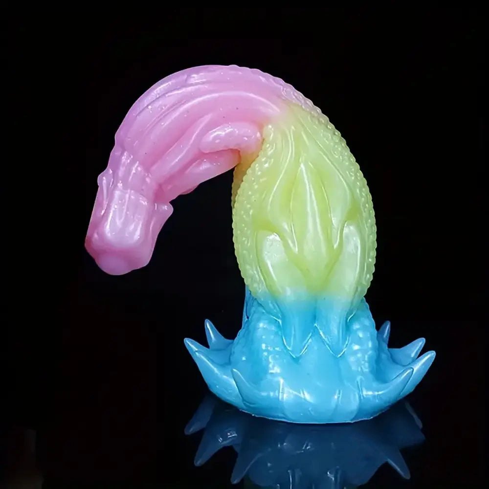 Pink and teal dragon fantasy dildo, photo 3