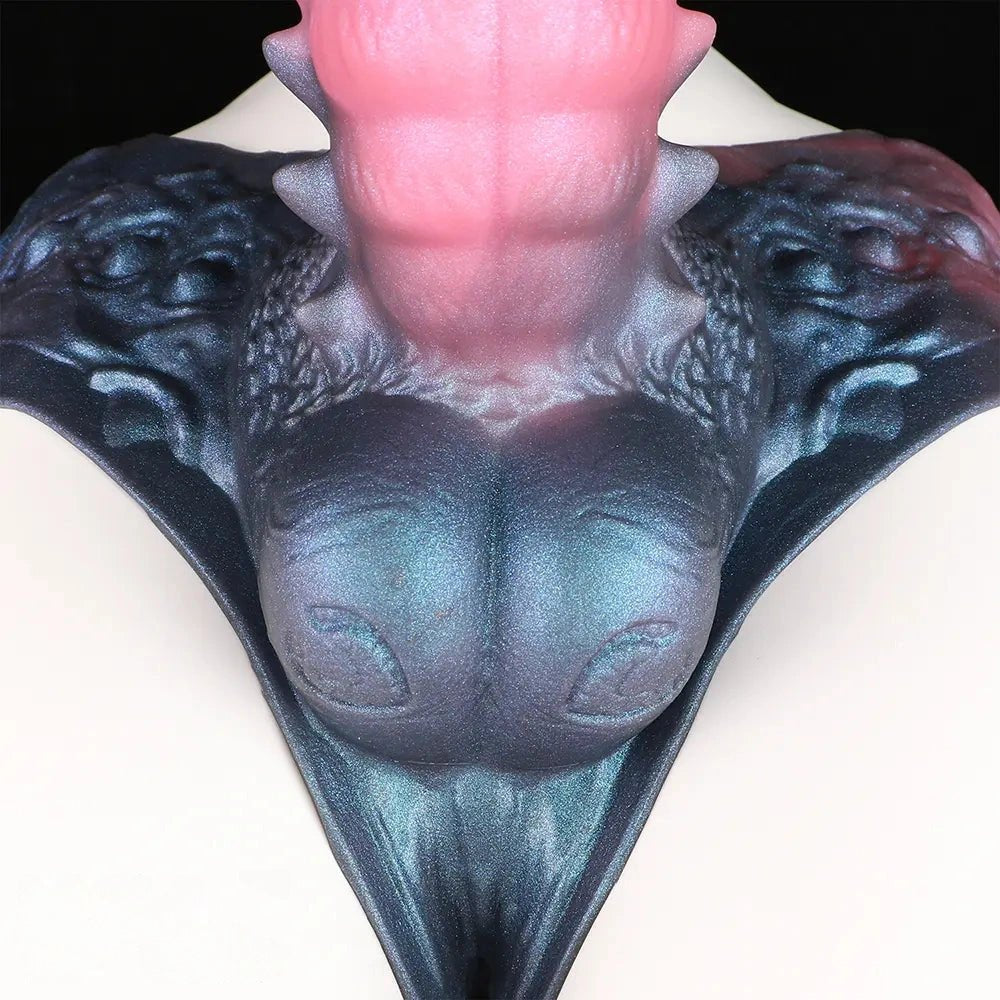 Pink and dark dragon print harness pants strap-on dildo, photo 11