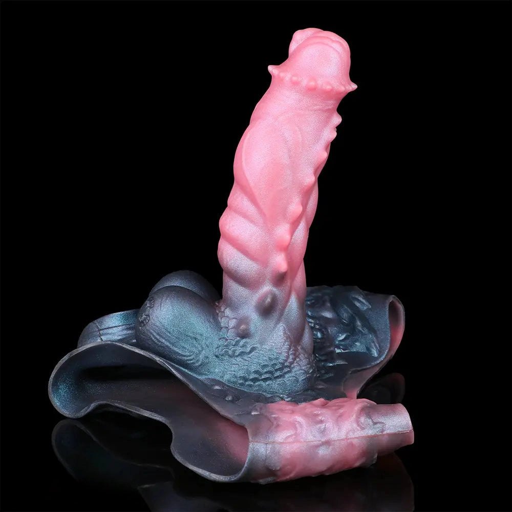 Pink and dark dragon print harness pants strap-on dildo, photo 15