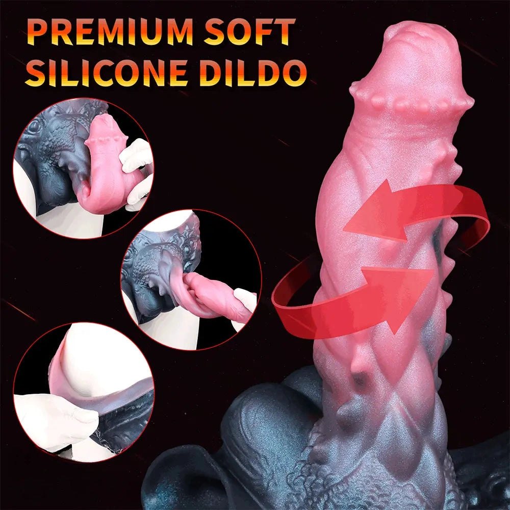 Pink and dark dragon print harness pants strap-on dildo, photo 6
