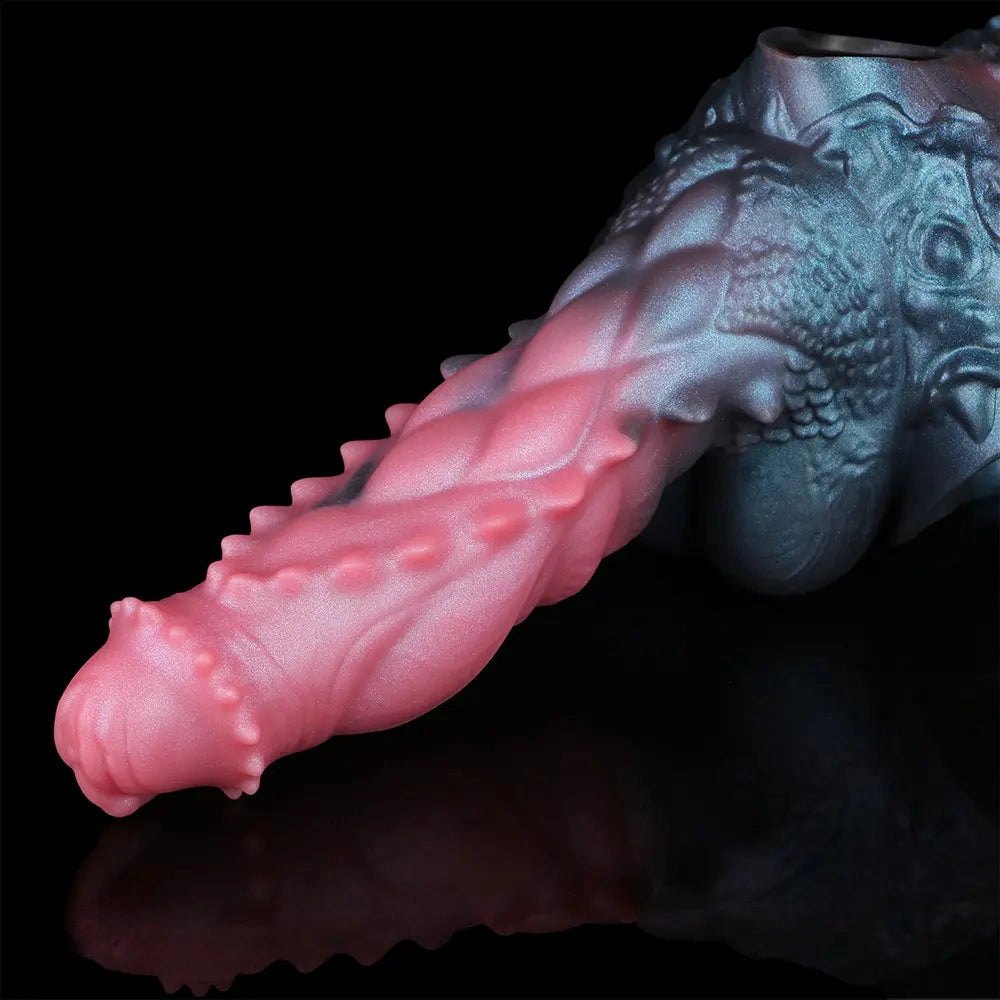 Pink and dark dragon print harness pants strap-on dildo, photo 8
