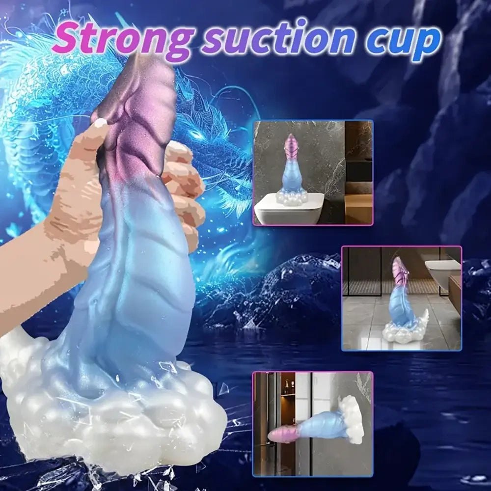 Pink and blue dragon head fantasy dildo, photo 3