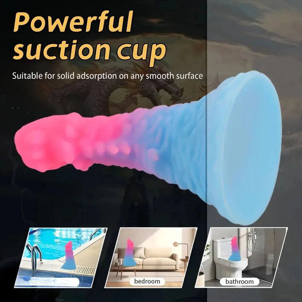 Pink and blue dragon head fantasy dildo, photo 10