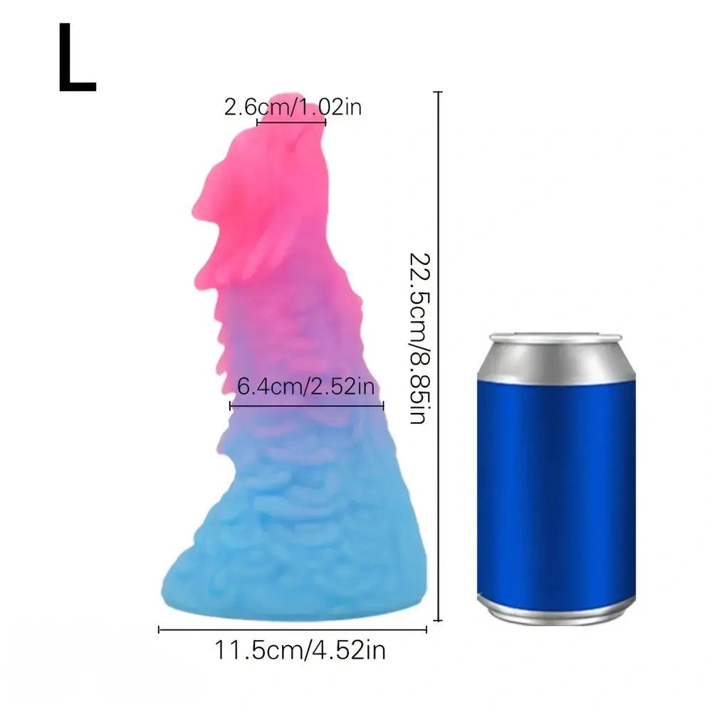 Pink and blue dragon head fantasy dildo, photo 2