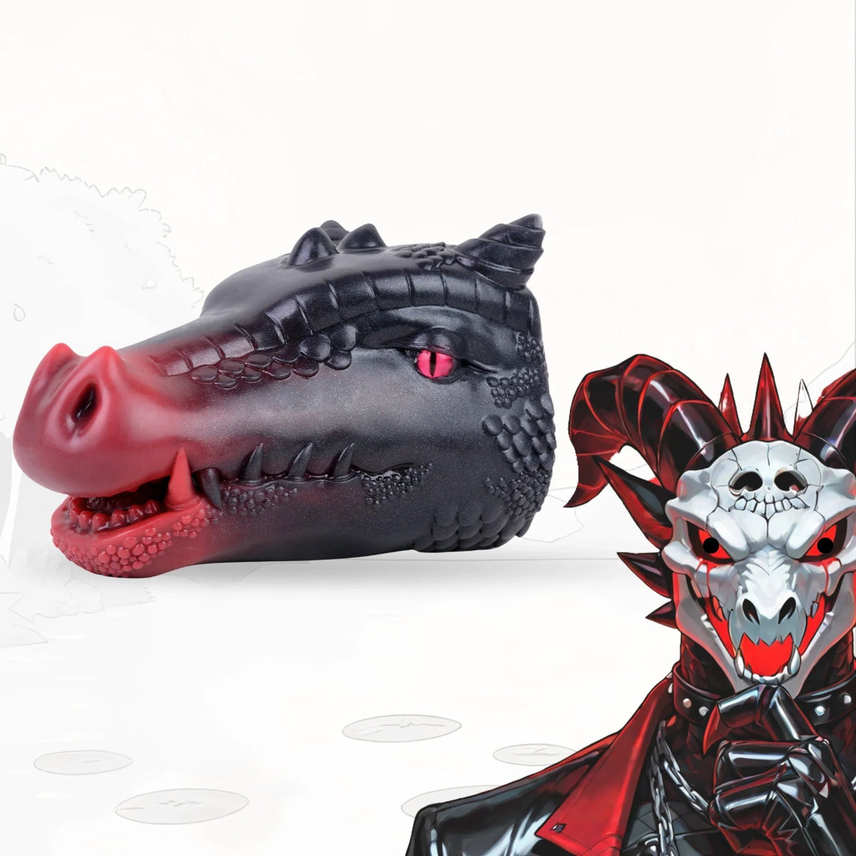 Black and red dragon head onahole, photo 1