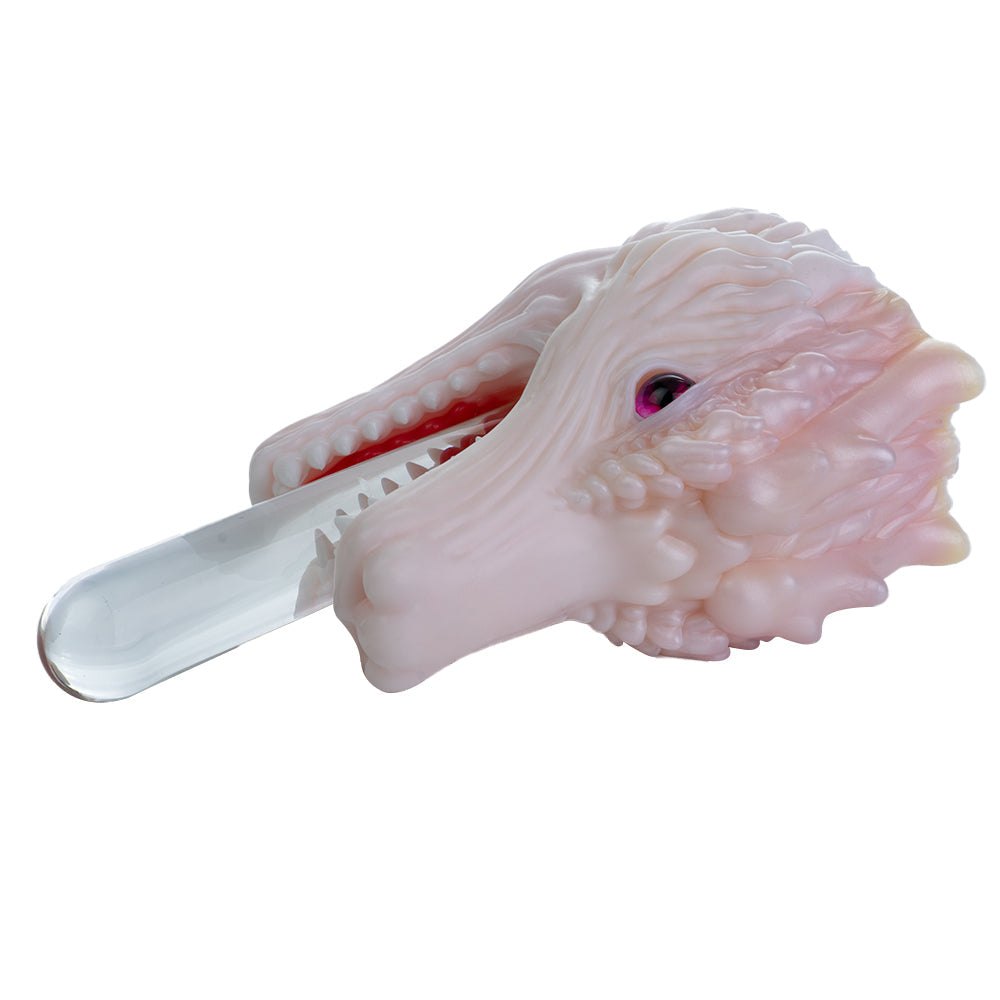 Pearl white dragon head onahole with magenta eye, photo 11