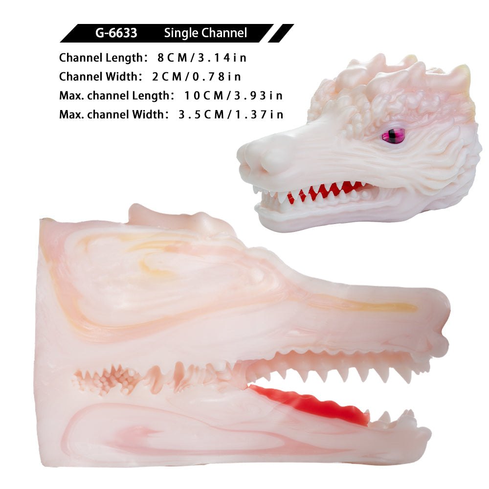 Pearl white dragon head onahole with magenta eye, photo 13
