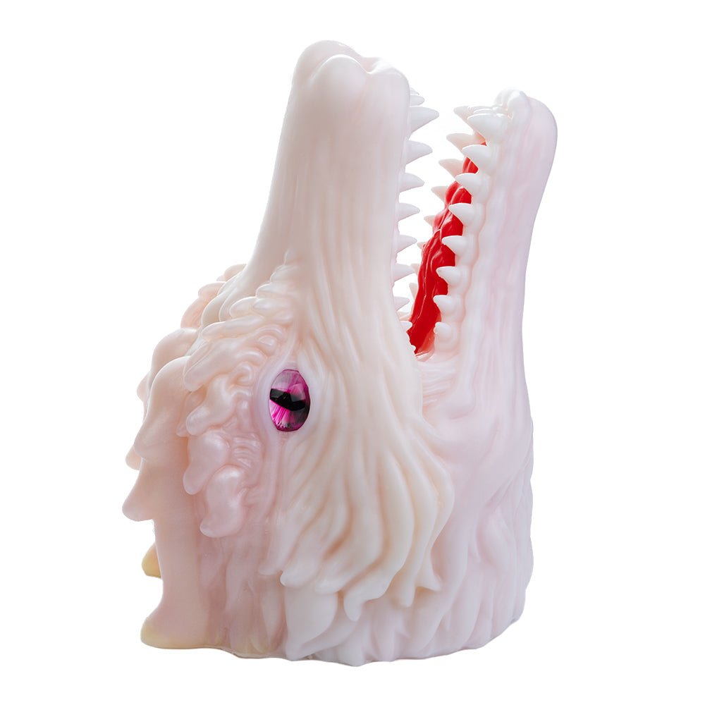 Pearl white dragon head onahole with magenta eye, photo 6
