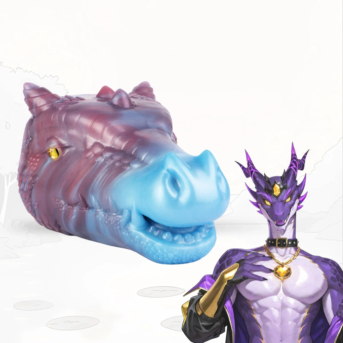 Dragon head onahole with golden eye, photo 1
