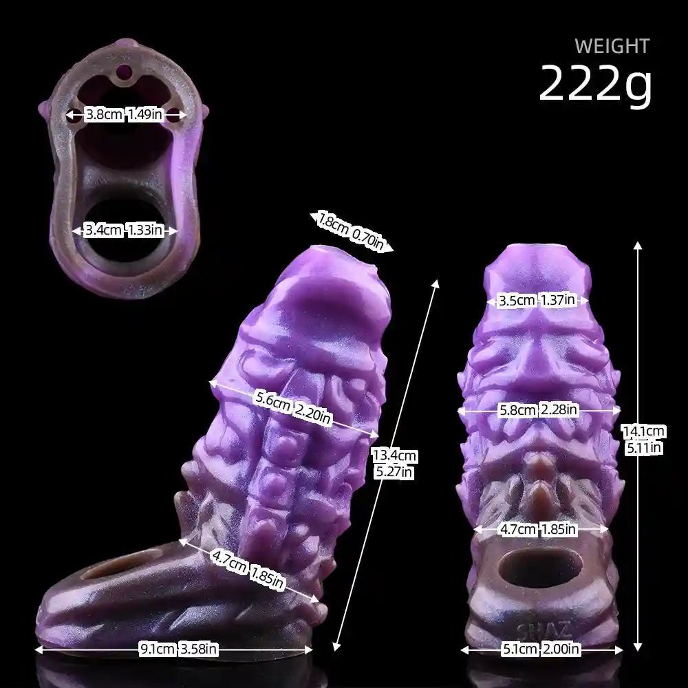 Purple dragon-scale silicone fantasy sleeve, photo 5