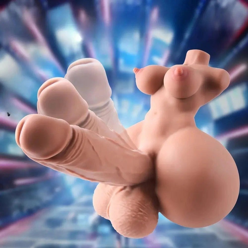 Flesh silicone torso masturbator with dragon keel texture, photo 4