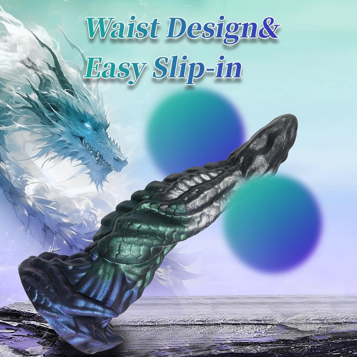 Multicolor dragon knot fantasy dildo, photo 4