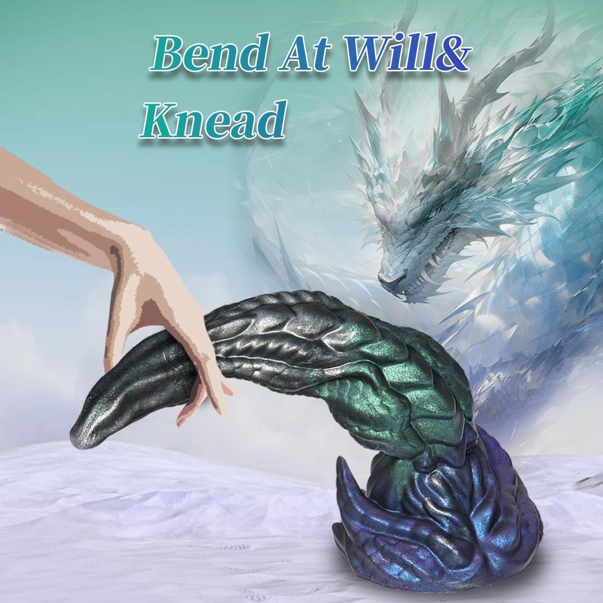 Multicolor dragon knot fantasy dildo, photo 5