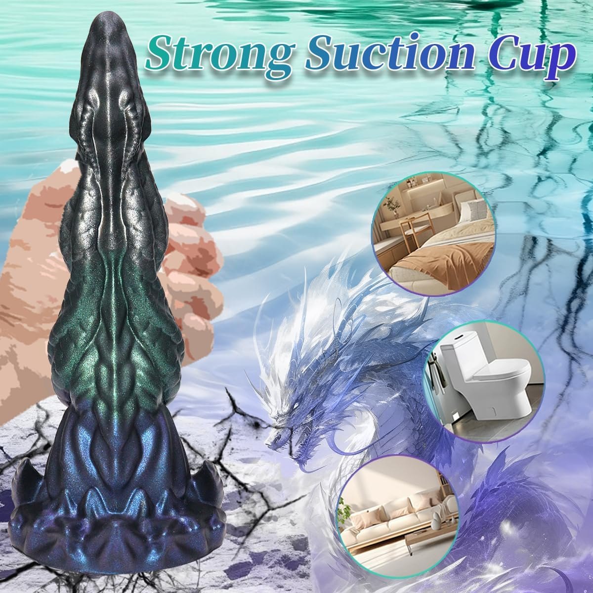 Multicolor dragon knot fantasy dildo, photo 6
