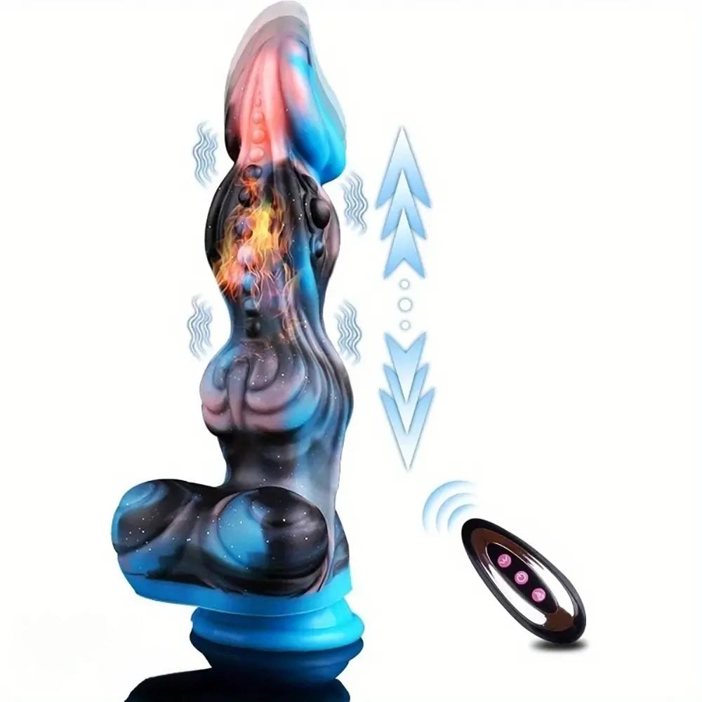 Mixed-tone dragon scale silicone fantasy dildo with knotted base, photo 1