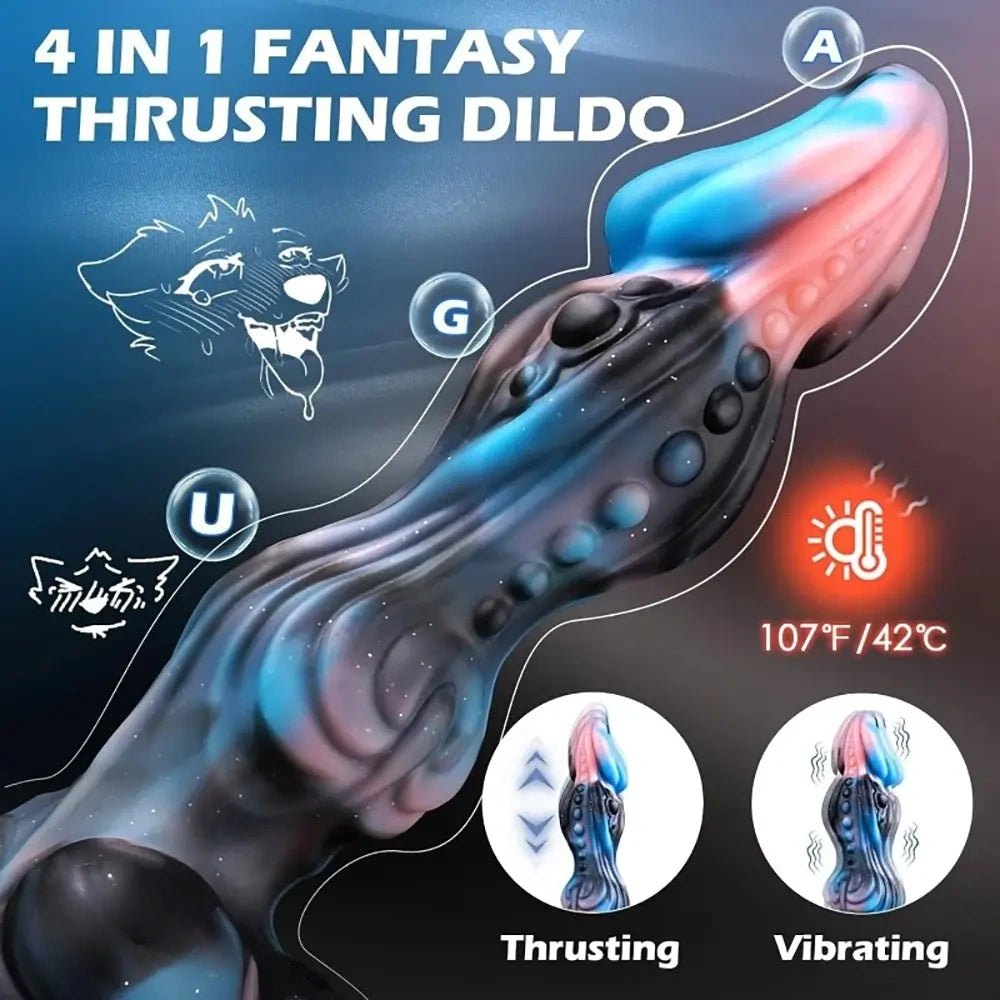 Mixed-tone dragon scale silicone fantasy dildo with knotted base, photo 2