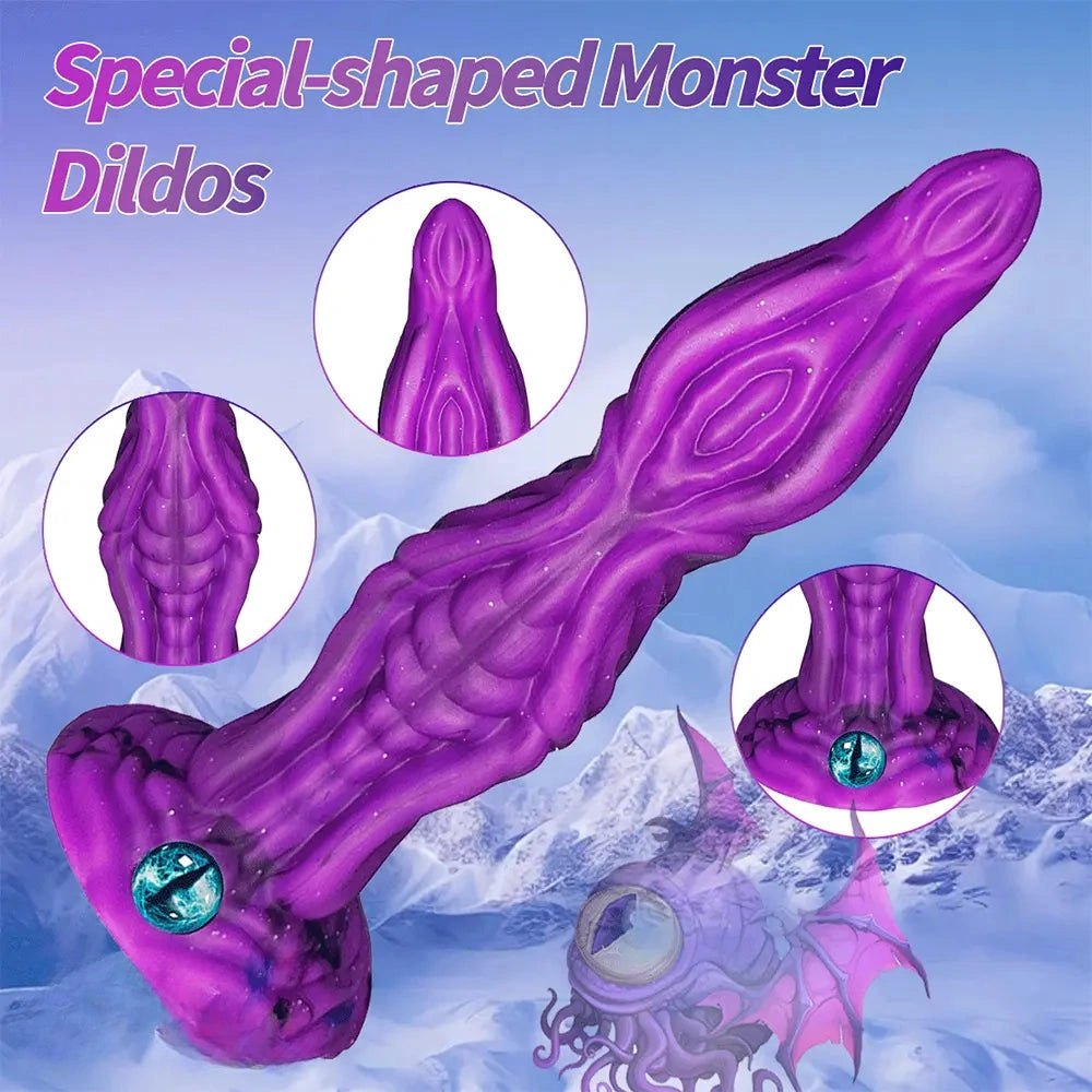 Purple ridged fantasy dildo, photo 7