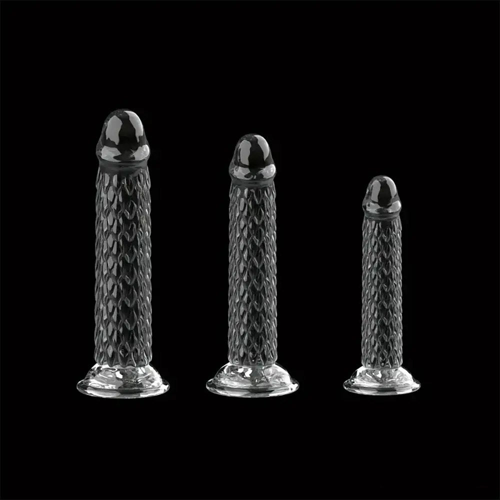 Clear dragon scale textured suction cup dildo, photo 1