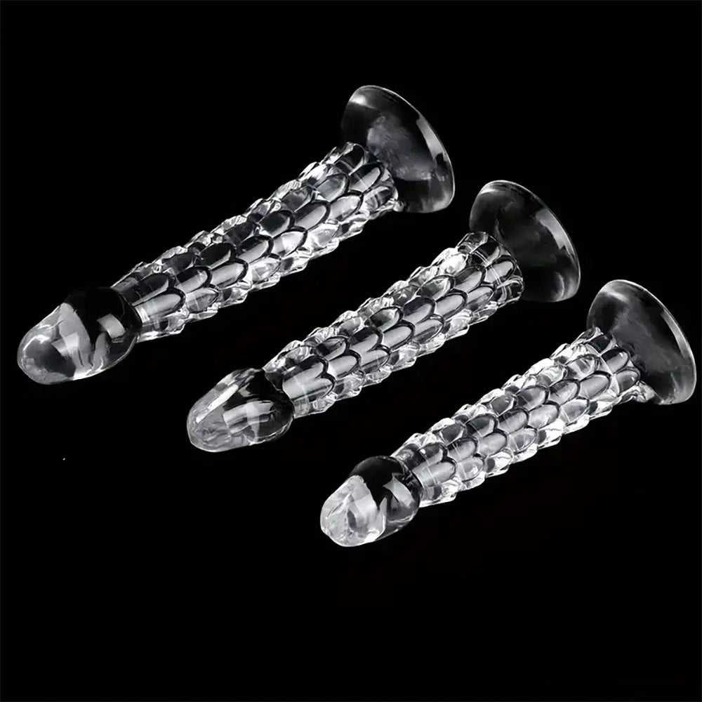Clear dragon scale textured suction cup dildo, photo 3