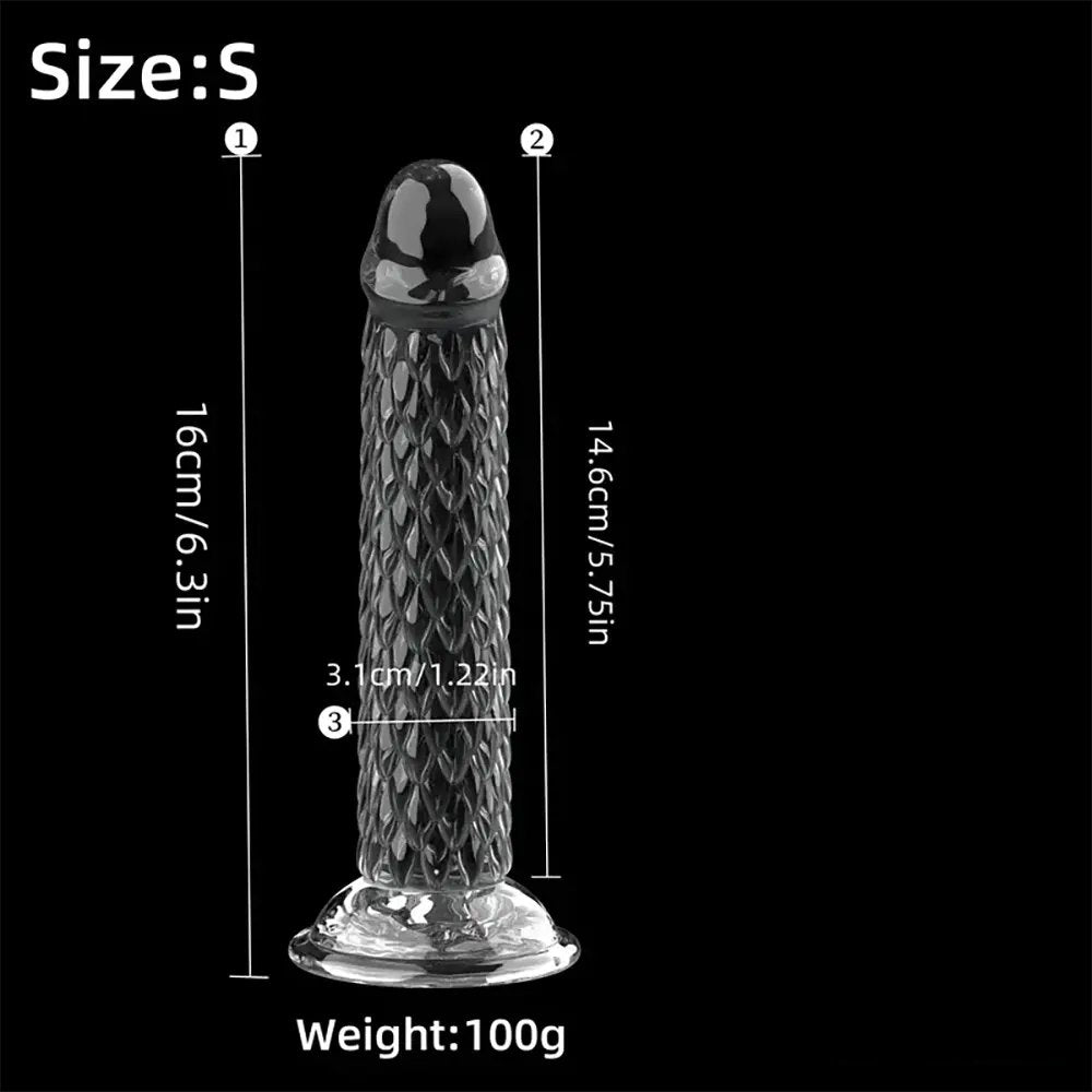 Clear dragon scale textured suction cup dildo, photo 4