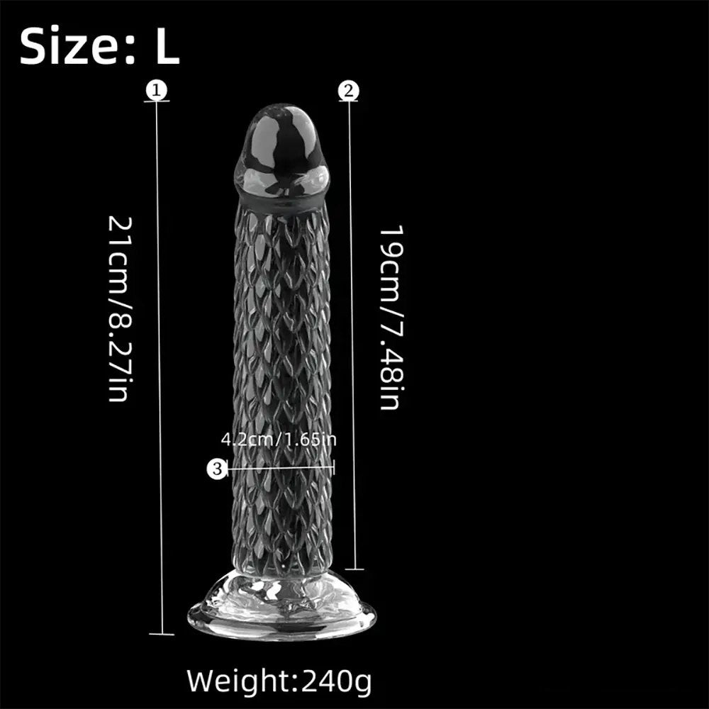 Clear dragon scale textured suction cup dildo, photo 6