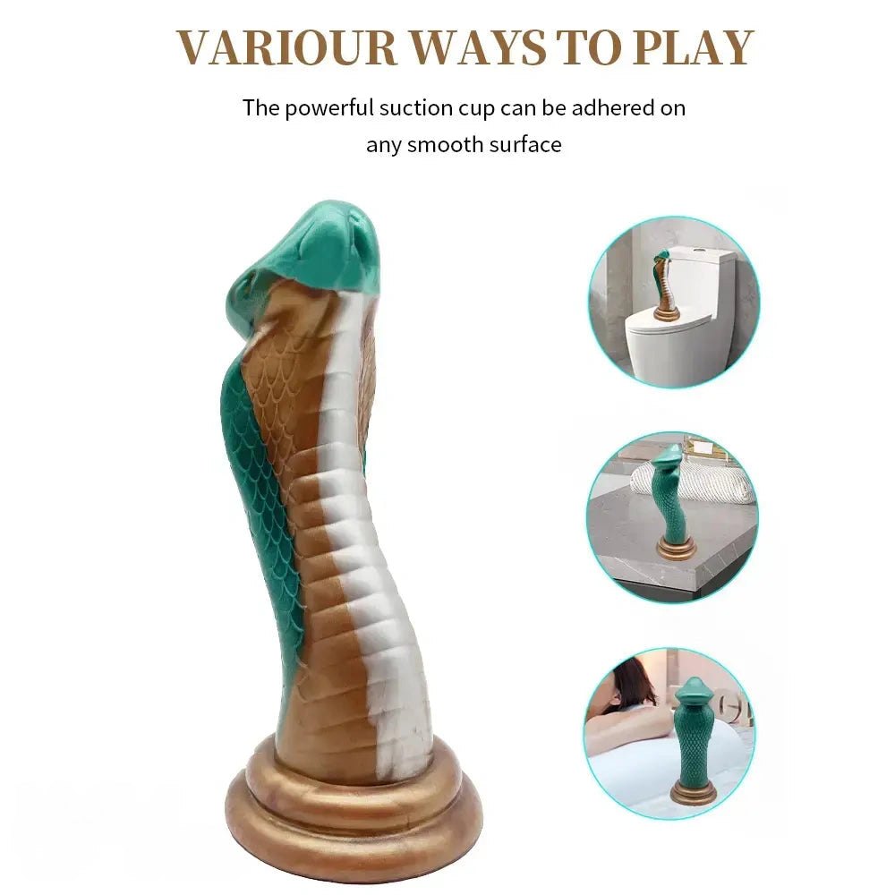 Teal and gold dragon scale fantasy dildo, photo 10