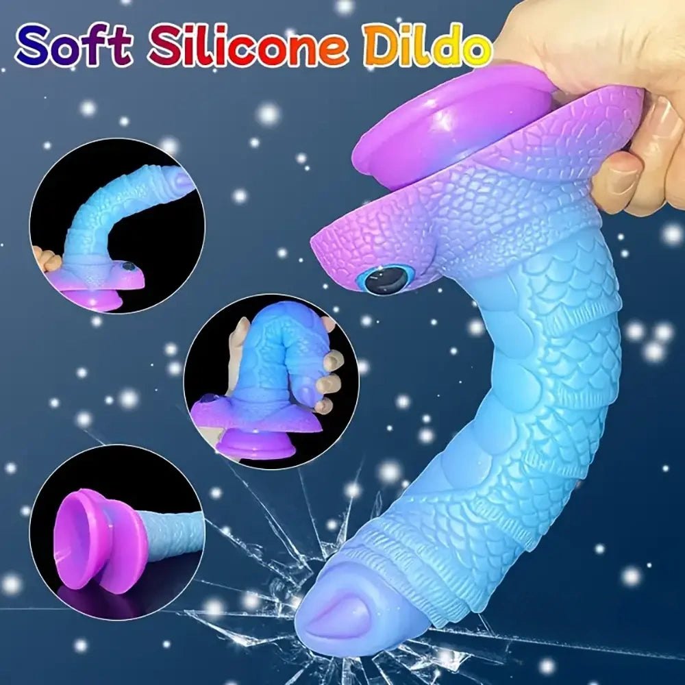 Multicolor dragon scale fantasy dildo, photo 2