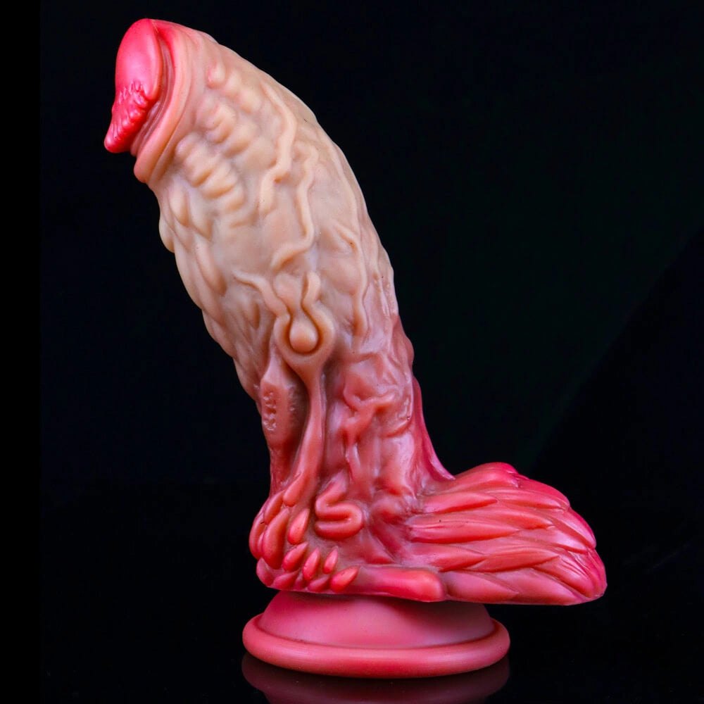 Red orange dragon scale fantasy dildo, photo 4