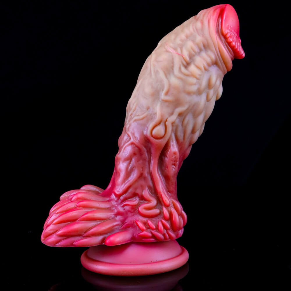 Red orange dragon scale fantasy dildo, photo 7