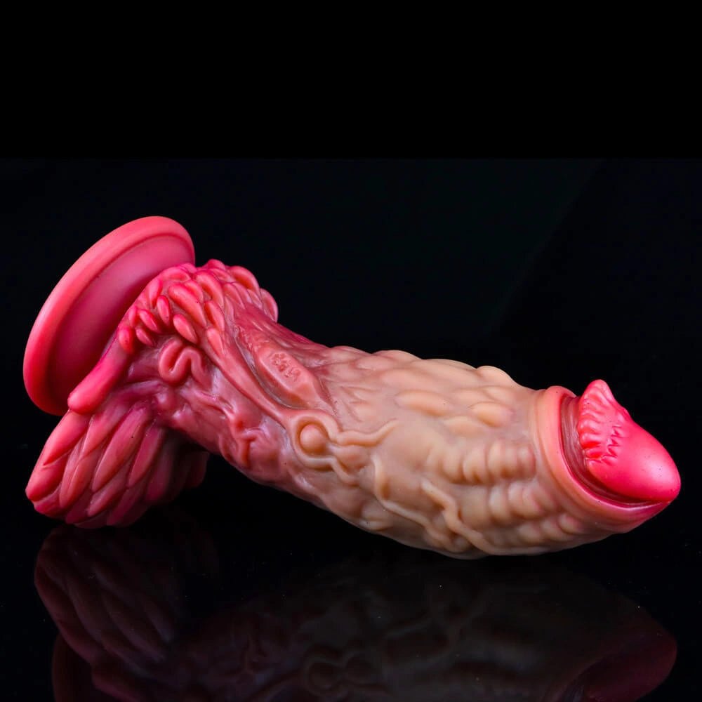 Red orange dragon scale fantasy dildo, photo 8