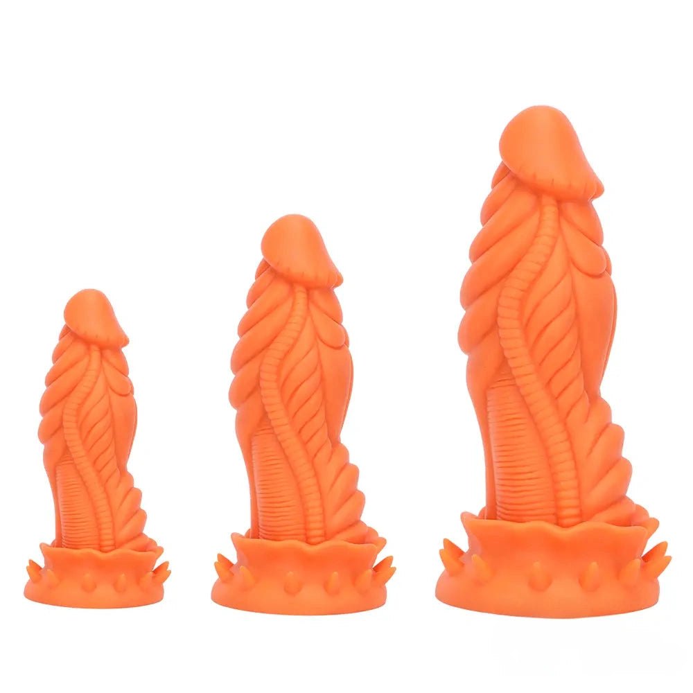 Coiled scaled fantasy silicone dildo with ridged base, photo 1
