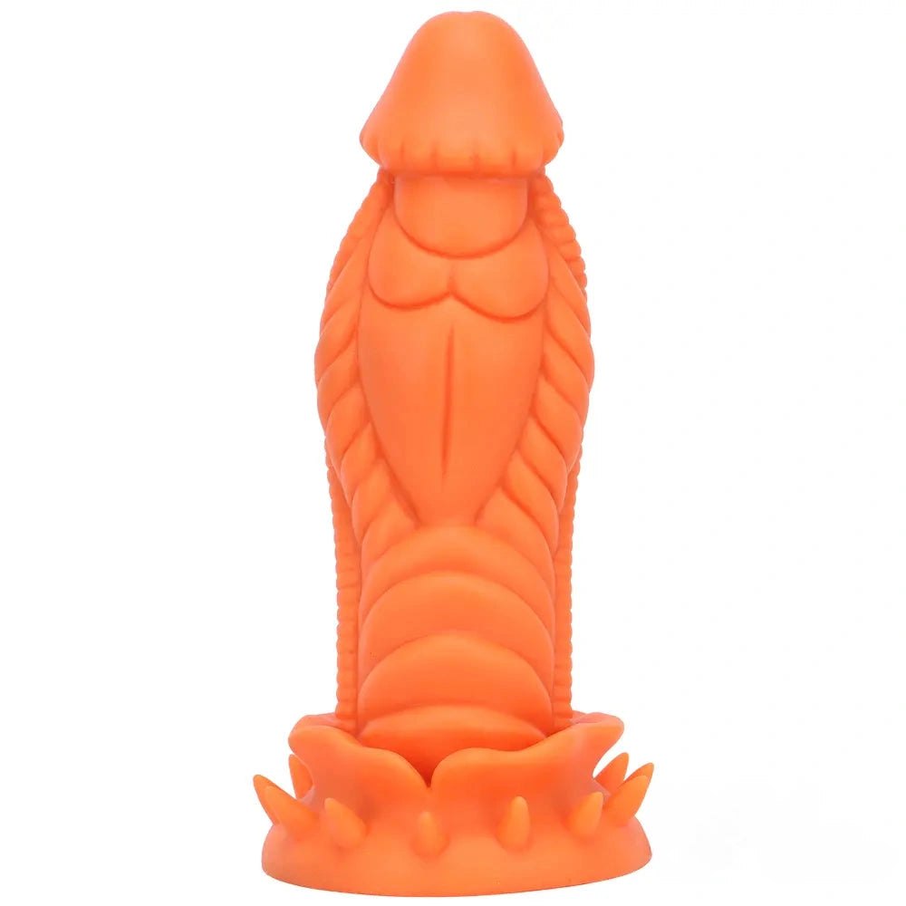 Coiled scaled fantasy silicone dildo with ridged base, photo 14