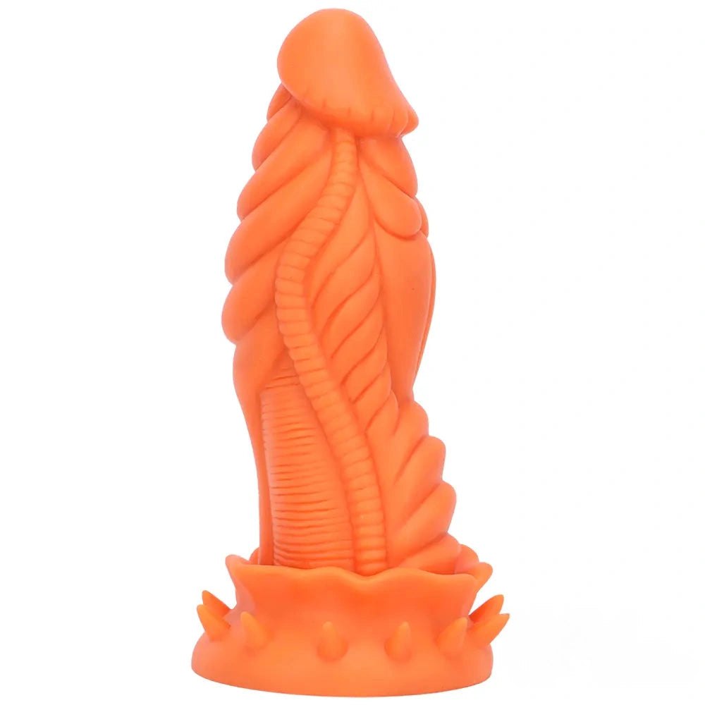 Coiled scaled fantasy silicone dildo with ridged base, photo 15