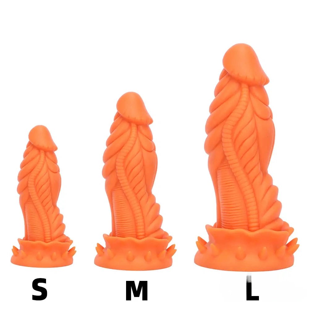 Coiled scaled fantasy silicone dildo with ridged base, photo 4