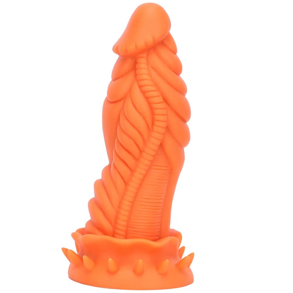 Coiled scaled fantasy silicone dildo with ridged base, photo 5