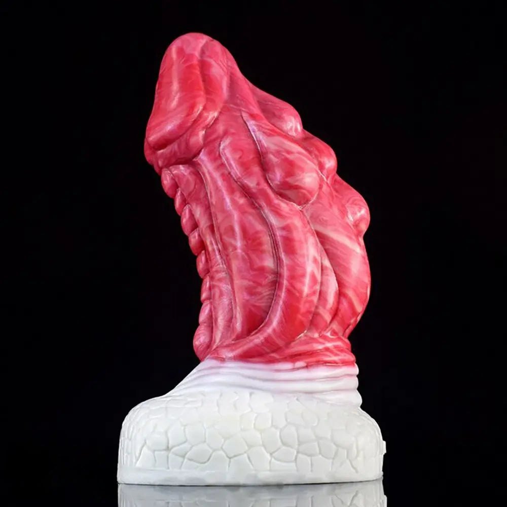 Red and white dragon scale fantasy dildo, photo 1