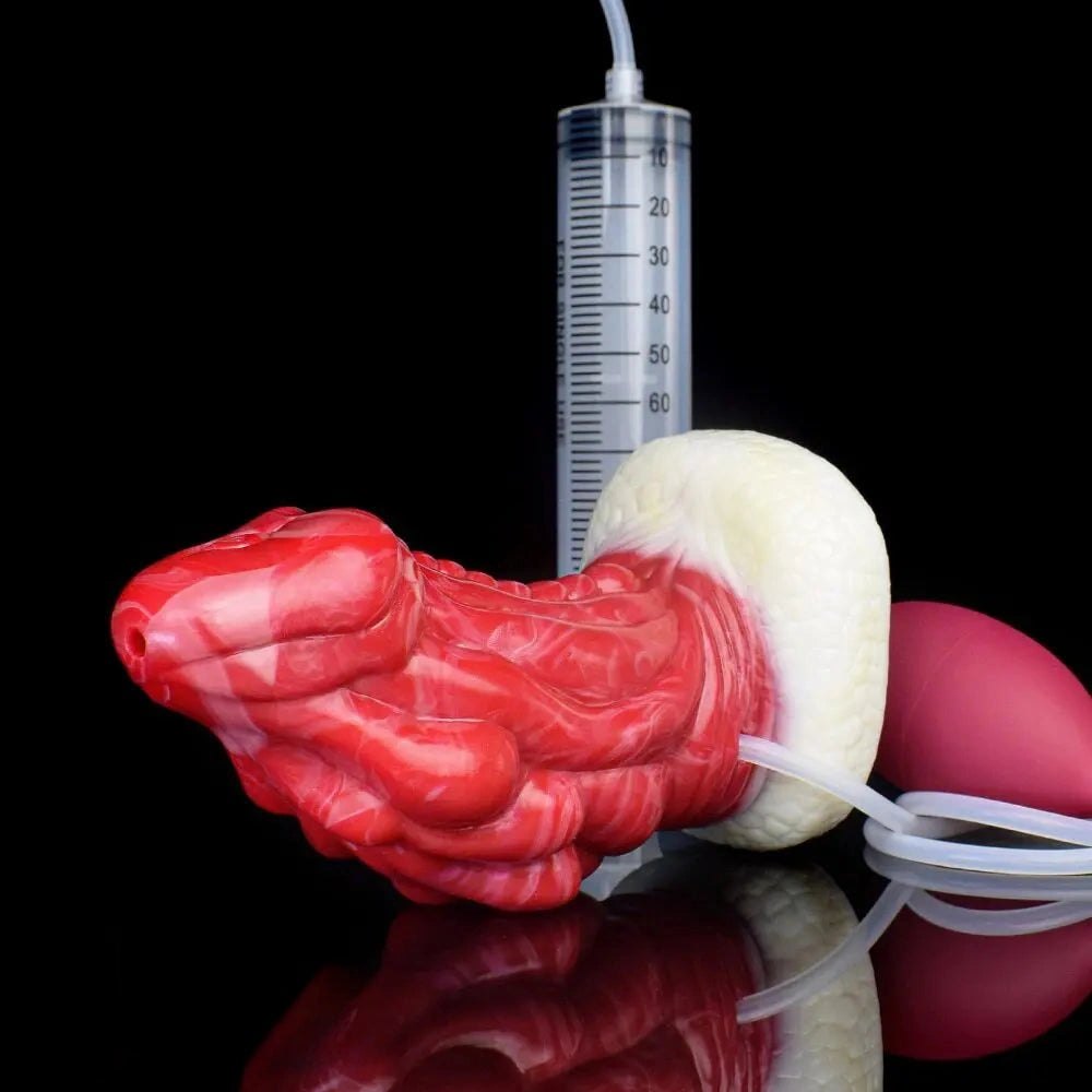 Red and white dragon scale fantasy dildo, photo 11