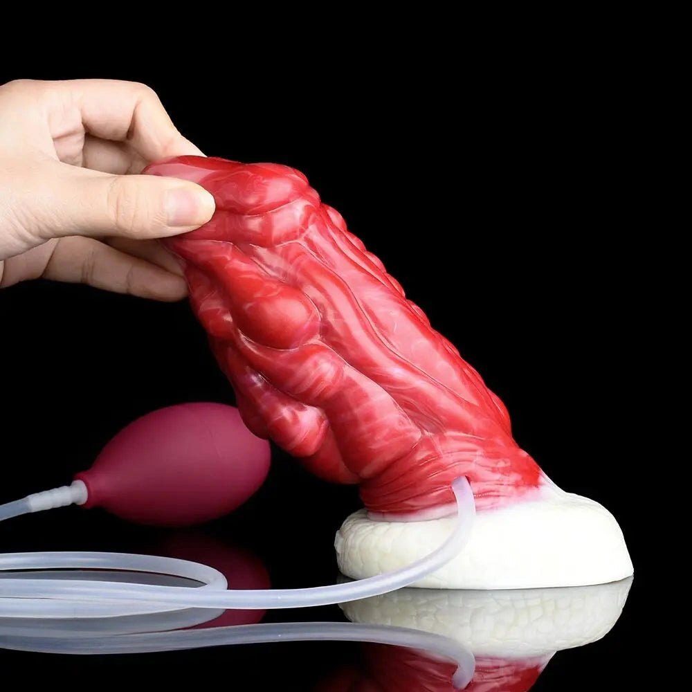 Red and white dragon scale fantasy dildo, photo 14