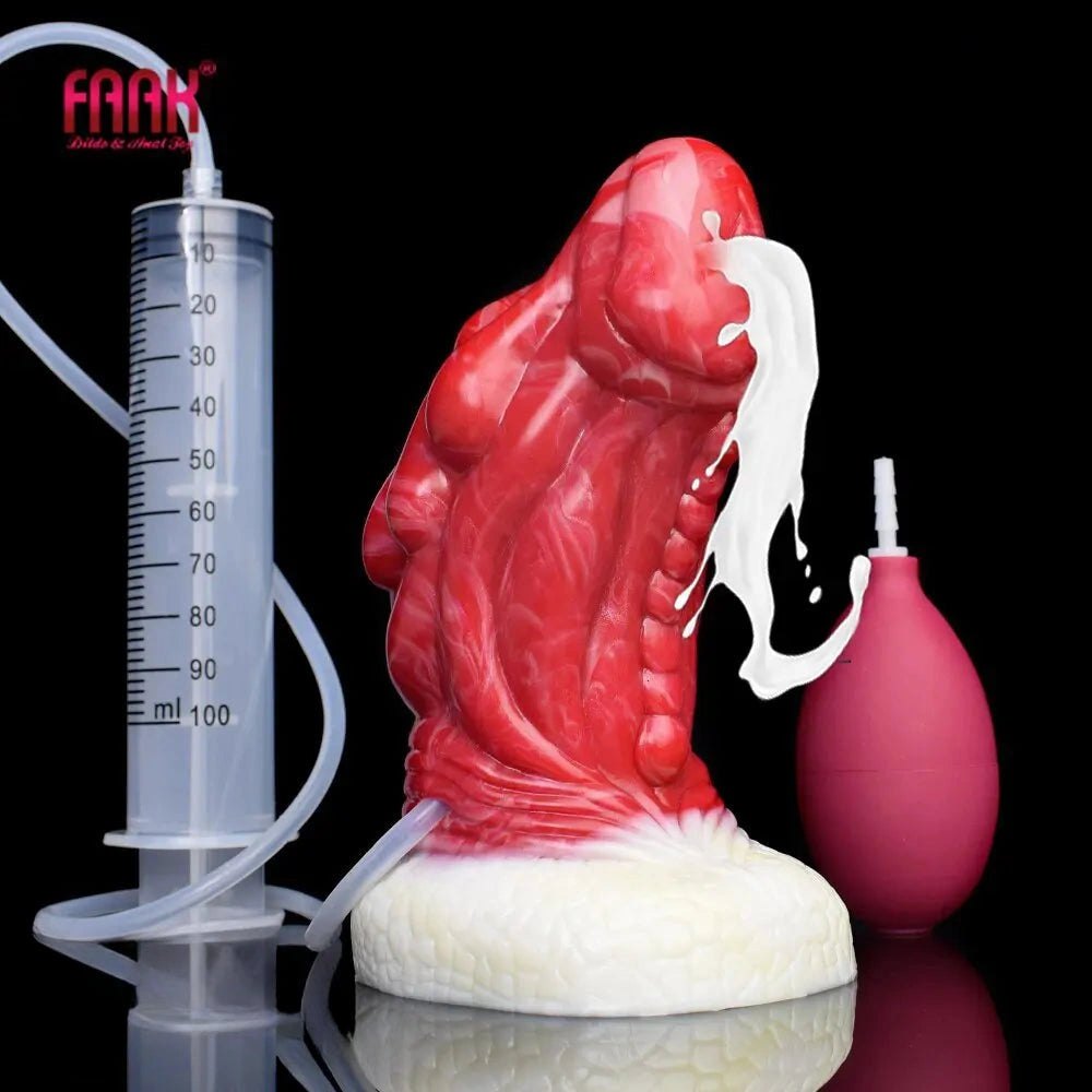 Red and white dragon scale fantasy dildo, photo 2
