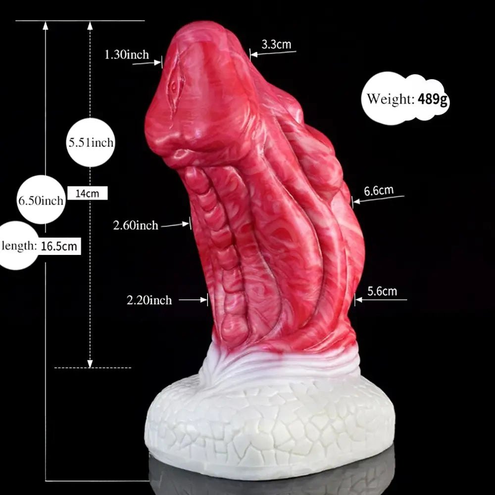 Red and white dragon scale fantasy dildo, photo 3