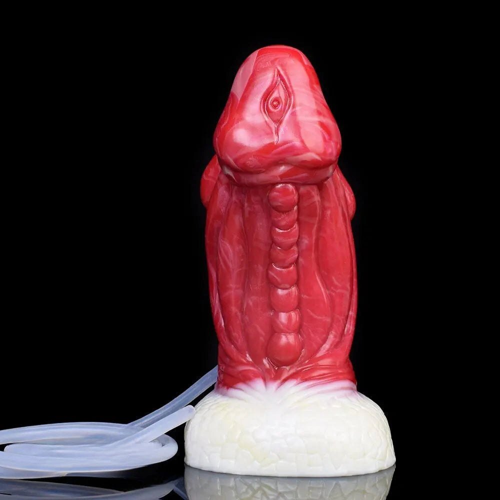 Red and white dragon scale fantasy dildo, photo 5