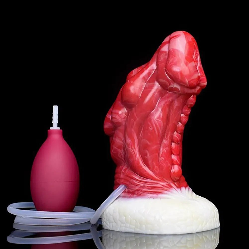 Red and white dragon scale fantasy dildo, photo 6