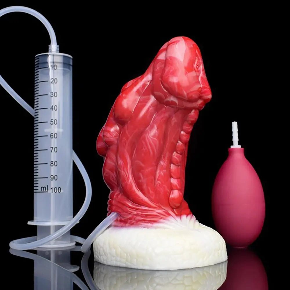 Red and white dragon scale fantasy dildo, photo 7