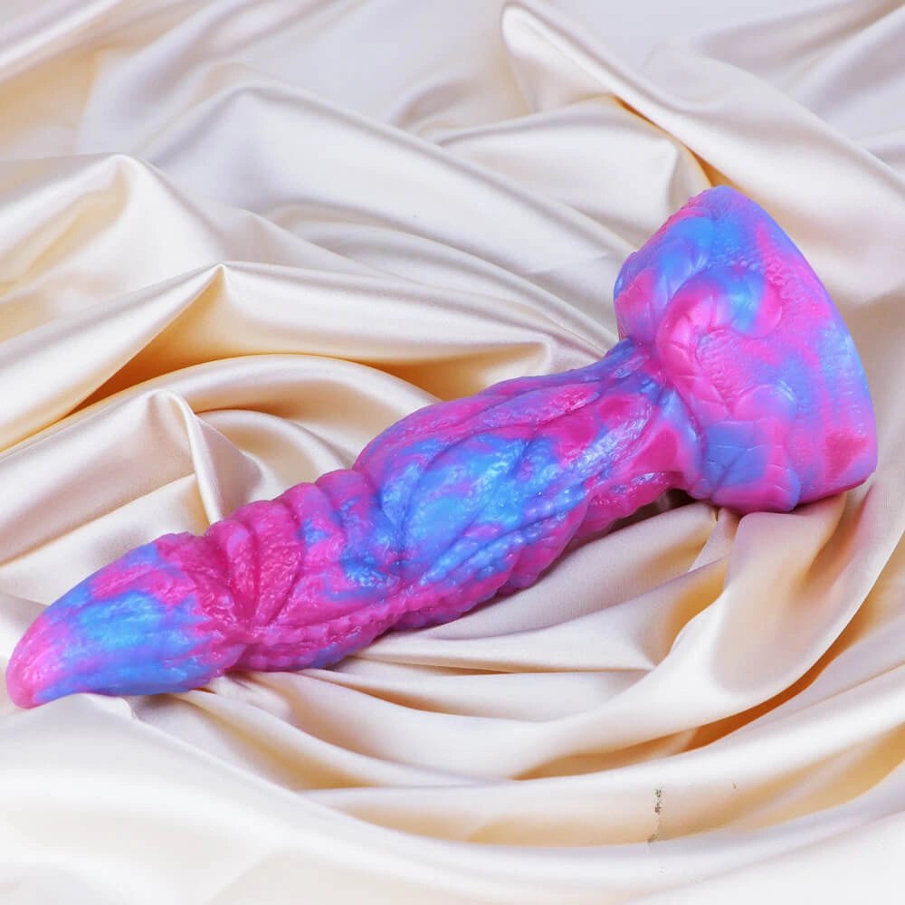 Multicolor dragon scale fantasy silicone dildo, photo 10