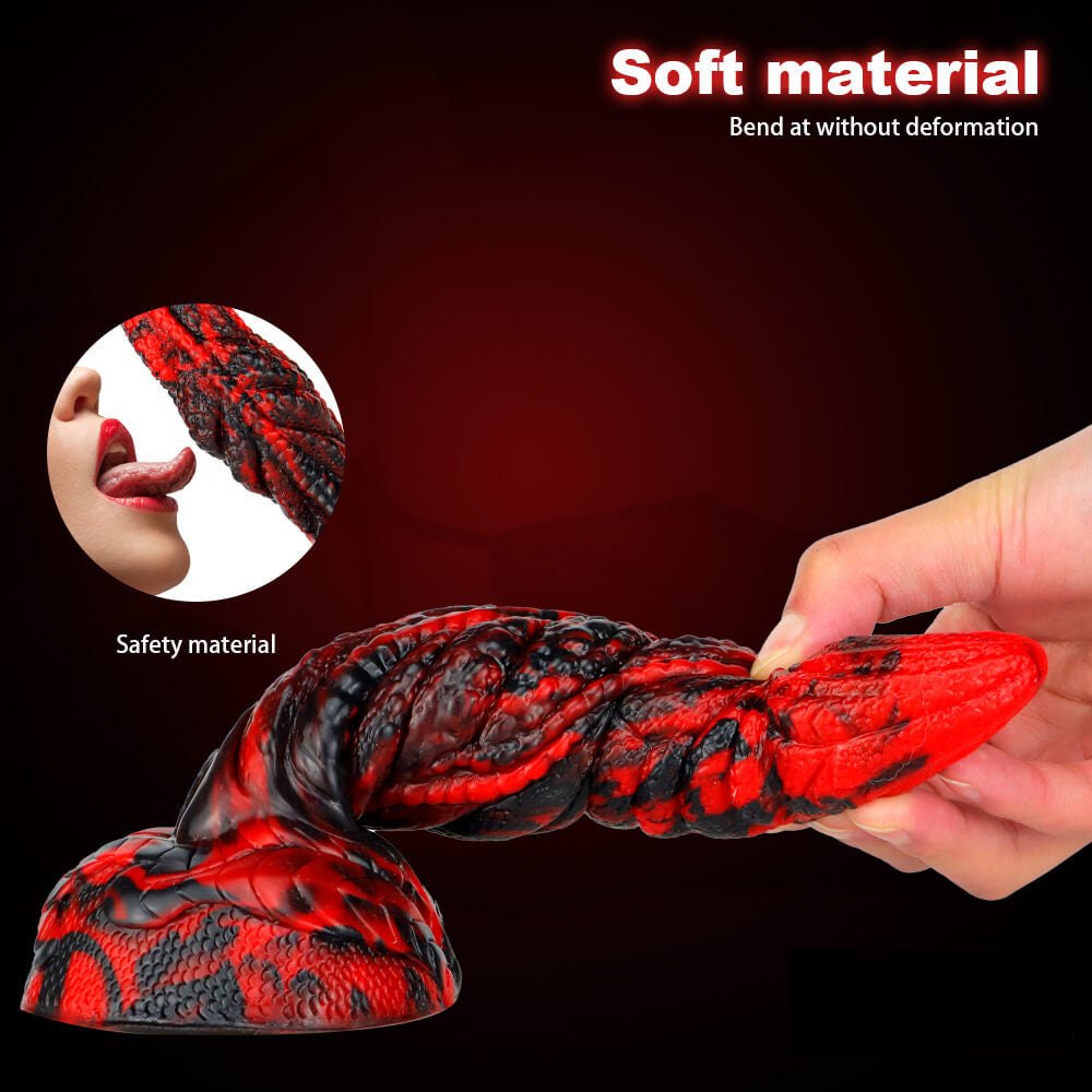 Multicolor dragon scale fantasy silicone dildo, photo 13
