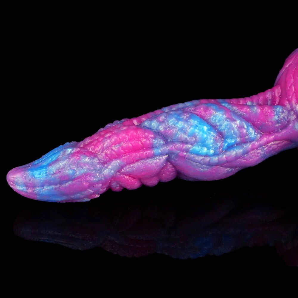 Multicolor dragon scale fantasy silicone dildo, photo 2